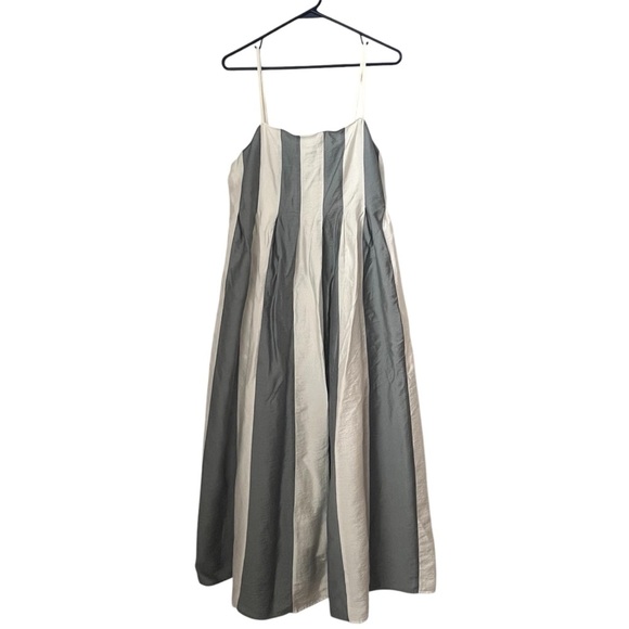 Madewell Pleated Midi Dress in Stripe Size 8 - Picture 1 of 12